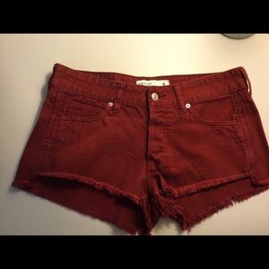 Abercrombie & Fitch Burgundy Denim Shorts 4/27